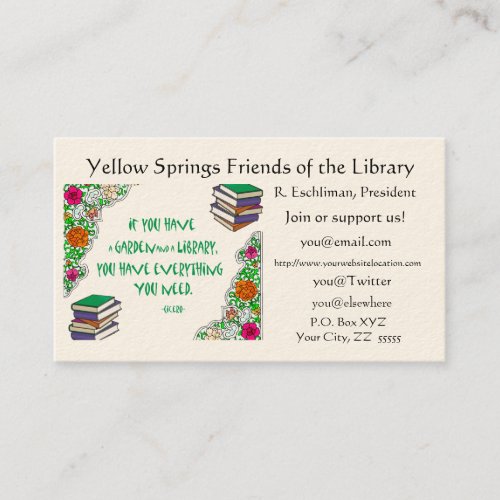 Cicero LIbrary Quote Regular Business Card