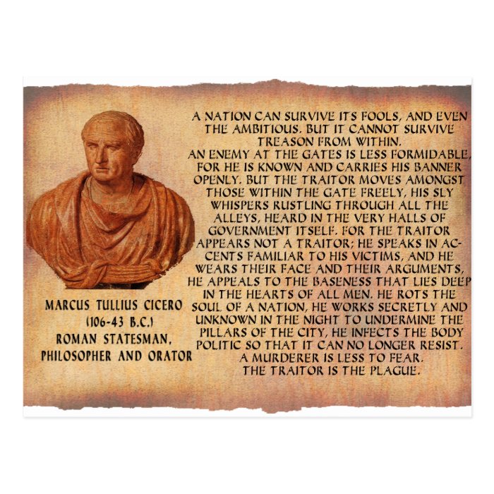 CICERO QUOTE   NATION CANNOT SURVIVE TREASON POST CARDS