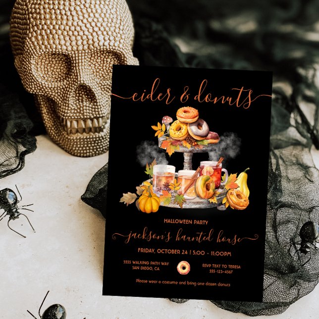 Cider and donuts Autumn Halloween Party Invitation (Creator Uploaded)