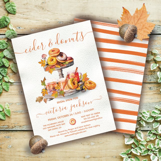 Cider and donuts Autumn Tiered Tray Bridal Shower Invitation (Creator Uploaded)