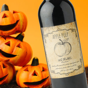 Cider Apple Apothecary Halloween Wine Label vintag