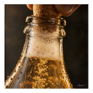 Cider Bottle Bubbles Macro Photography Acrylic Print