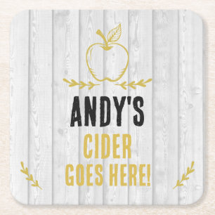 Cider Drinker Weathered Wood Effect Beer Mat Square Paper Coaster