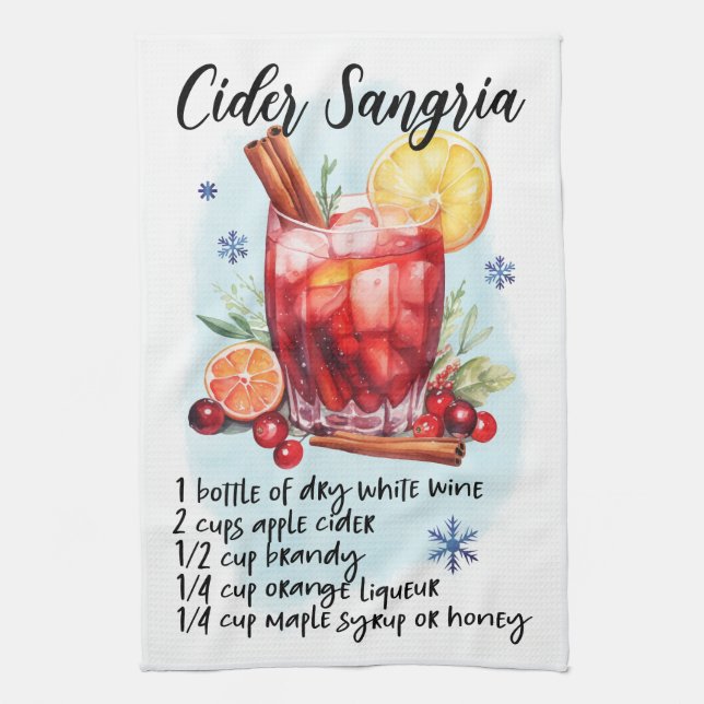 Cider Sangria Recipe Kitchen Towel (Vertical)