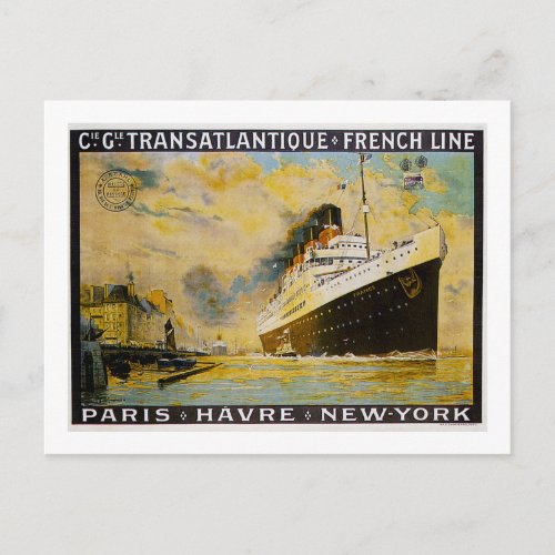 Cie Gle Transatlantique Cruise Vintage Travel Postcard
