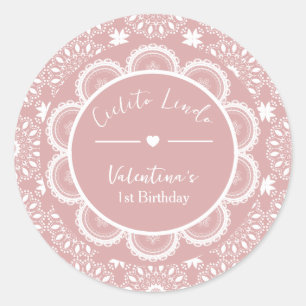 Cielito Lindo 1st Birthday Pink Classic Round Sticker