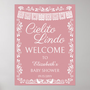 Cielito Lindo Baby Shower Blush Pink Welcome Poster