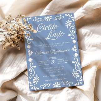 Cielito Lindo Baby Shower Invitation, Dusty Blue Invitation