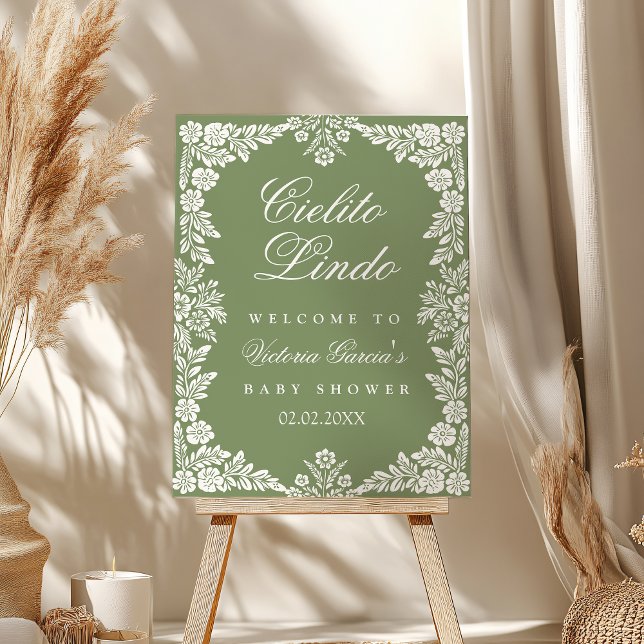 Cielito Lindo baby shower sage green welcome sign (Creator Uploaded)