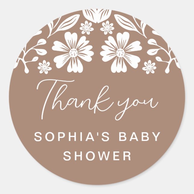 Cielito Lindo Baby Shower Terracotta Thank You Classic Round Sticker (Front)