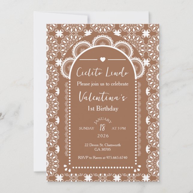 Cielito Lindo Beige 1st Birthday  Invitation (Front)