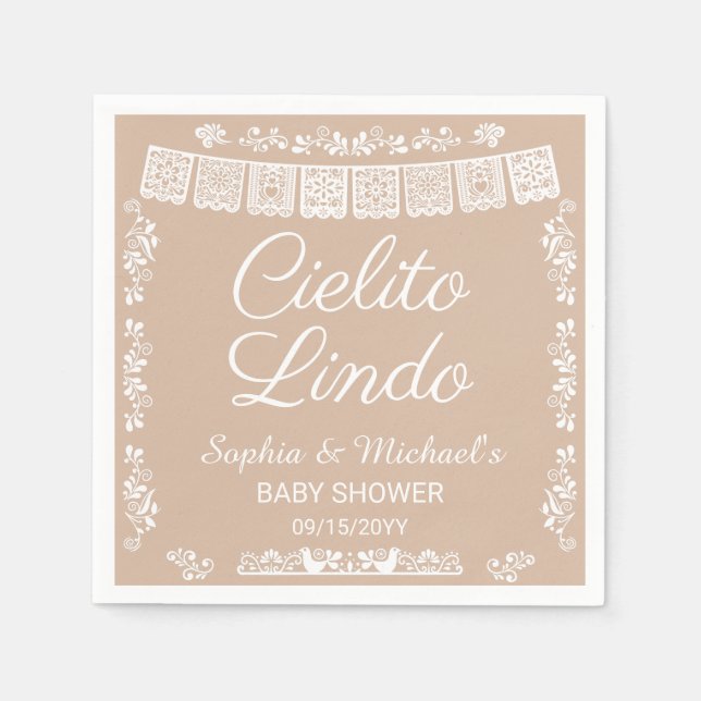 Cielito Lindo Beige Baby Shower Napkins (Front)