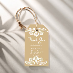 Cielito lindo beige Mexican baby shower favors Gift Tags