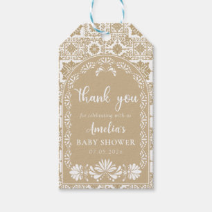 Cielito Lindo Beige Mexican Baby Shower Gift Tag