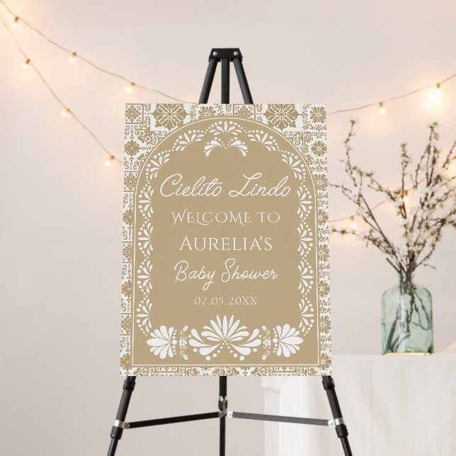 Cielito lindo Beige Mexican Baby shower Welcome Foam Board (In Situ (Stand))