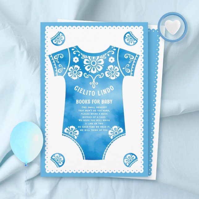 Cielito Lindo blue baby shower Books for Baby Enclosure Card (Creator Uploaded)