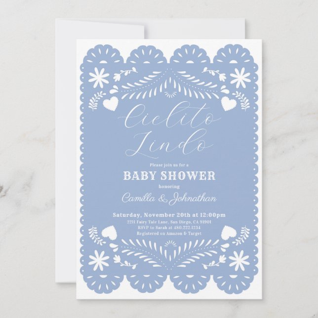 Cielito Lindo Blue Baby Shower Invitation (Front)