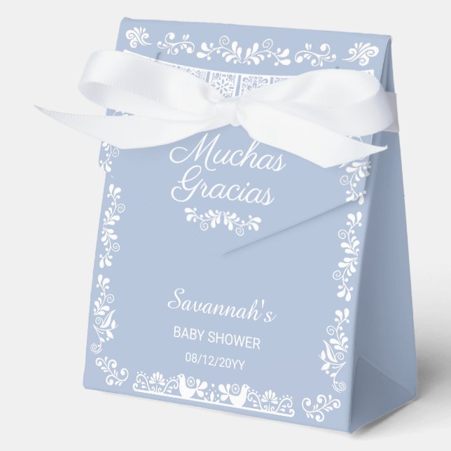 Cielito Lindo Blue Baby Shower Muchas Gracias Favor Boxes (Front)