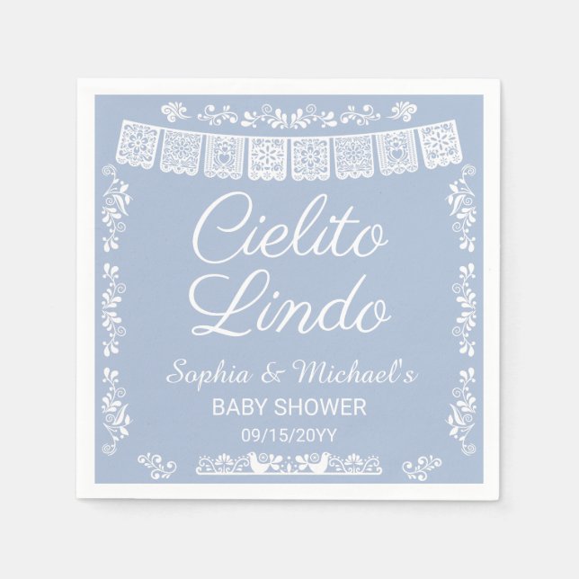 Cielito Lindo Blue Baby Shower Napkins (Front)