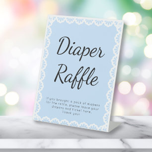 Cielito Lindo Blue Diaper Raffle Baby Shower Pedestal Sign