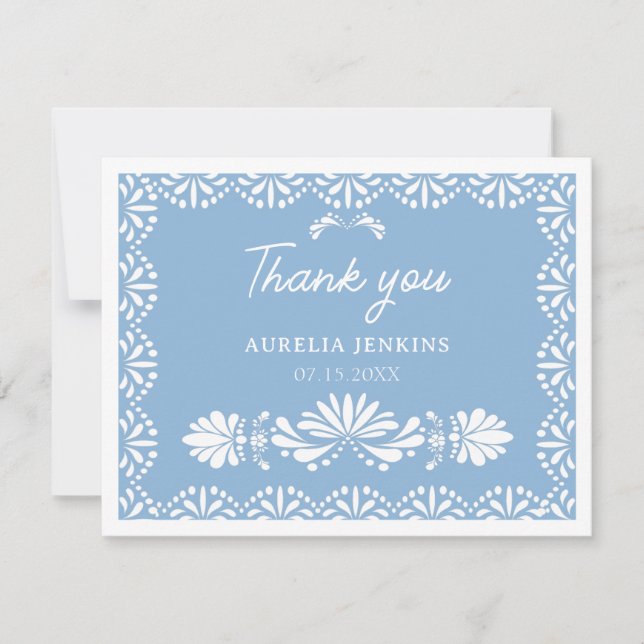 Cielito lindo Blue Mexican Baby Shower Thank You Card (Front)