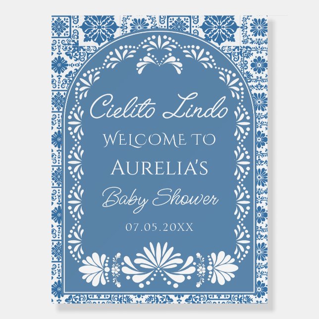 Cielito lindo Blue Mexican Baby shower Welcome Foam Board (Front)