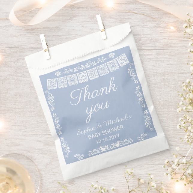 Cielito Lindo Blue Papel Picado Baby Shower Favor Bag (Clipped)