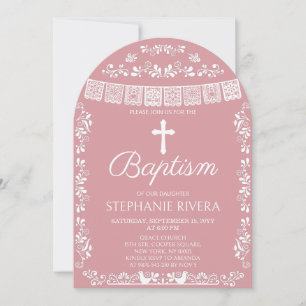 Cielito Lindo Blush Pink Baptism Arch Invitation