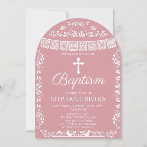 Cielito Lindo Blush Pink Baptism Arch Invitation
