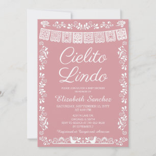 Cielito Lindo Blush Pink Papel Picado Baby Shower Invitation