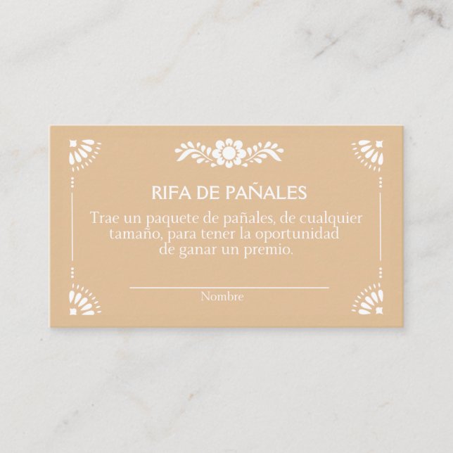 Cielito Lindo Brown Spanish Enclosure Raffle Card (Front)