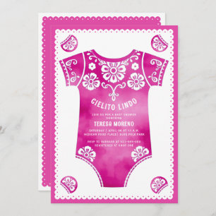 Cielito Lindo cute pink bodysuit girl baby shower Invitation