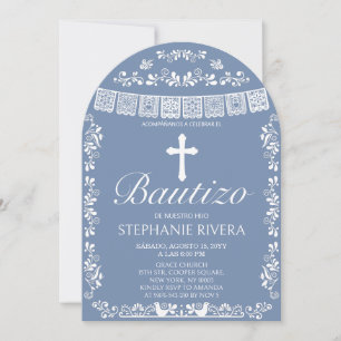 Cielito Lindo Dusty Blue Bautizo Arch Invitation
