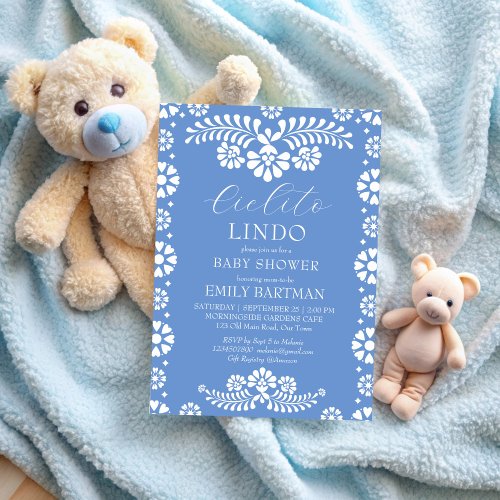 Cielito lindo dusty blue Mexican baby shower Invitation