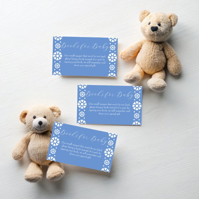 Cielito lindo dusty blue Mexican book request Enclosure Card (Cielito lindo dusty blue Mexican book request Enclosure Card papel picado books for baby cards)