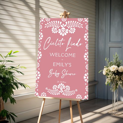 Cielito lindo dusty pink baby shower welcome sign