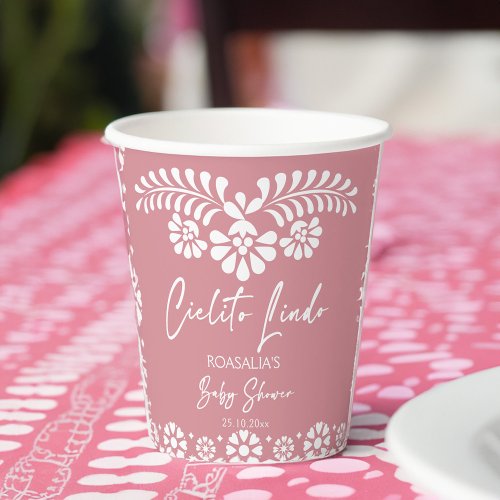 Cielito lindo dusty pink Mexican baby shower Paper Cups