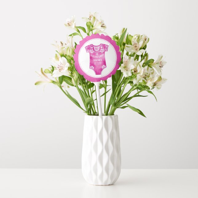 Cielito Lindo hot pink bodysuit girl baby shower Balloon (Vase)