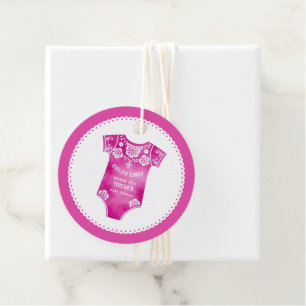 Cielito Lindo hot pink girl Thank You baby shower Favor Tags