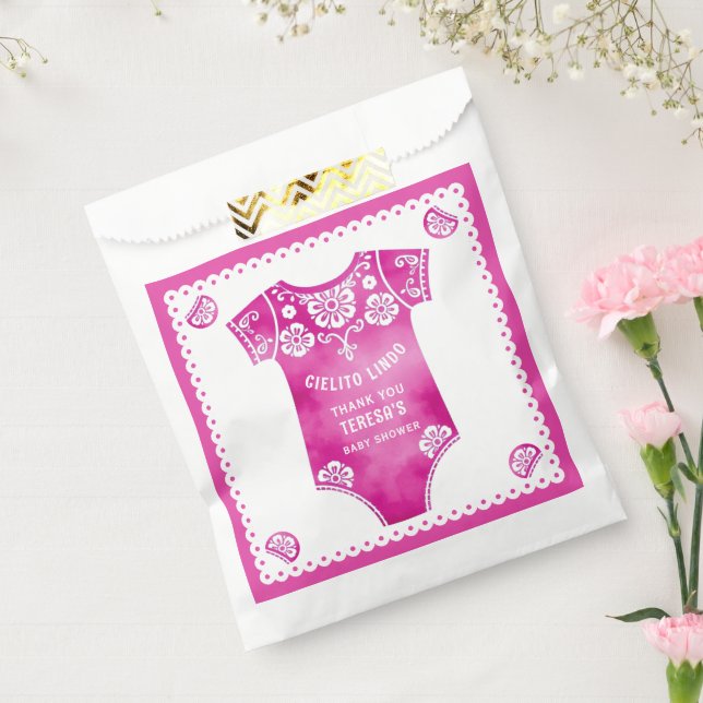Cielito Lindo hot pink Thank You baby girl shower Favor Bag (Sealed)