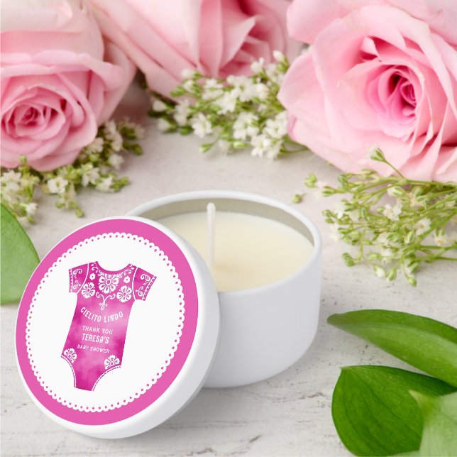 Cielito Lindo hot pink Thank You baby girl shower Mini Candle Favors (Insitu (Wedding))