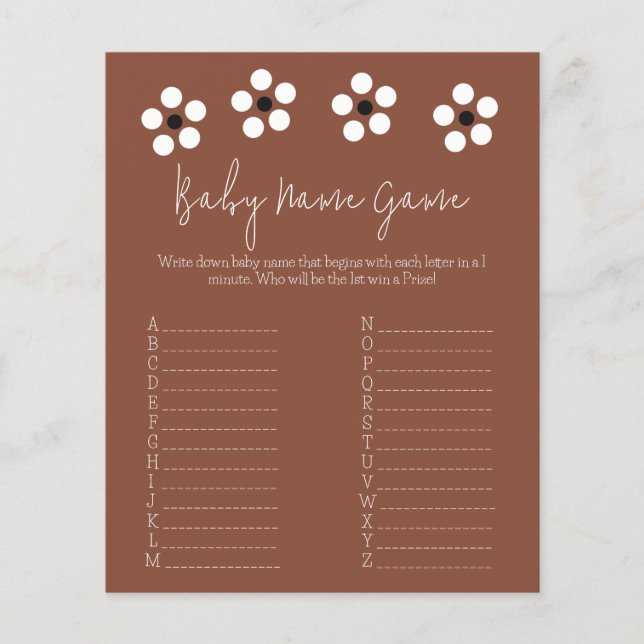 Cielito Lindo Mexican Baby Shower Name Game Card (Front)