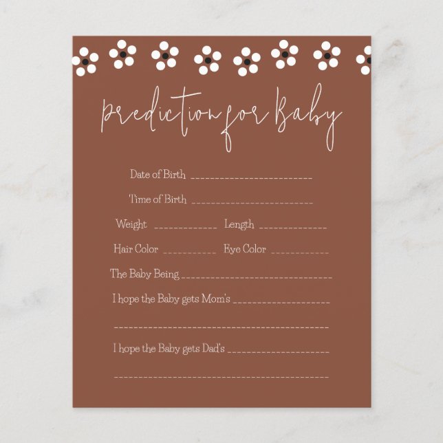 Cielito Lindo Mexican Baby Shower Prediction Card (Front)