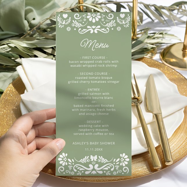 Cielito Lindo Mexican Green Baby Shower Menu (Creator Uploaded)