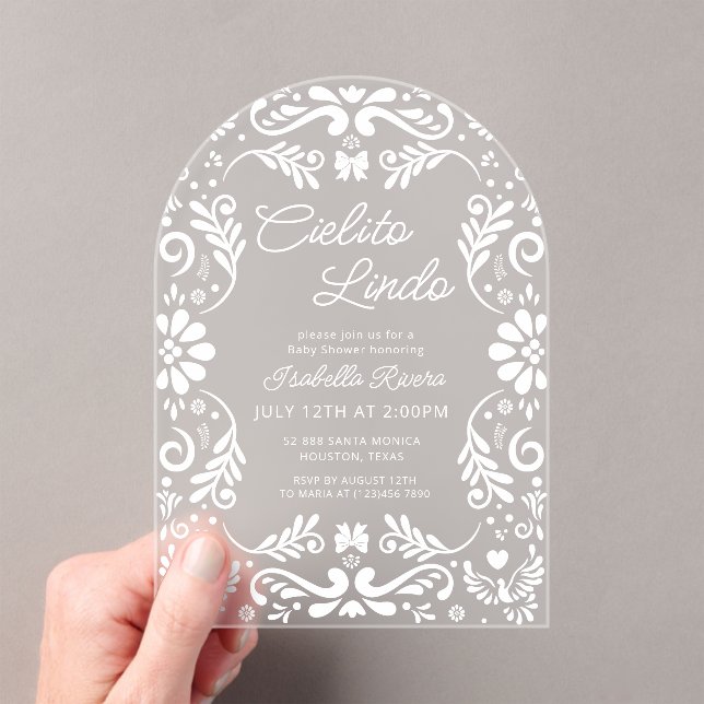 Cielito Lindo Mexican Modern Baby Shower Acrylic Invitations (Insitu (Handheld))
