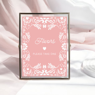 Cielito Lindo Mexican Pink Baby Shower Favors Poster