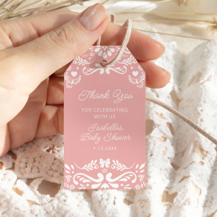 Cielito Lindo Mexican Pink Baby Shower Thank You Gift Tags