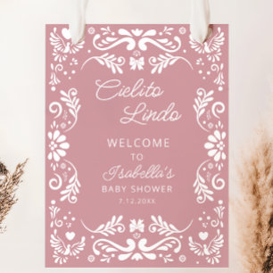 Cielito Lindo Mexican Pink Baby Shower Welcome Poster