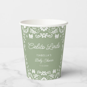 Cielito Lindo Mexican Sage Green Baby Shower Paper Cups