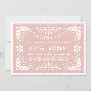 Cielito Lindo papel picado baby girl shower     Invitation